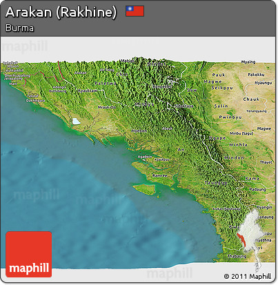 Satellite Panoramic Map of Arakan (Rakhine)