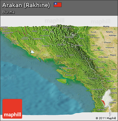 Satellite Panoramic Map of Arakan (Rakhine)