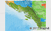 Satellite Panoramic Map of Arakan (Rakhine), political shades outside