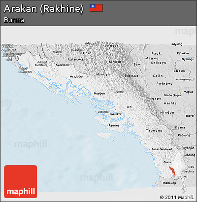 Silver Style Panoramic Map of Arakan (Rakhine)