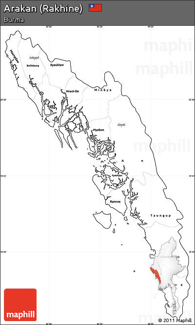 Blank Simple Map of Arakan (Rakhine), cropped outside