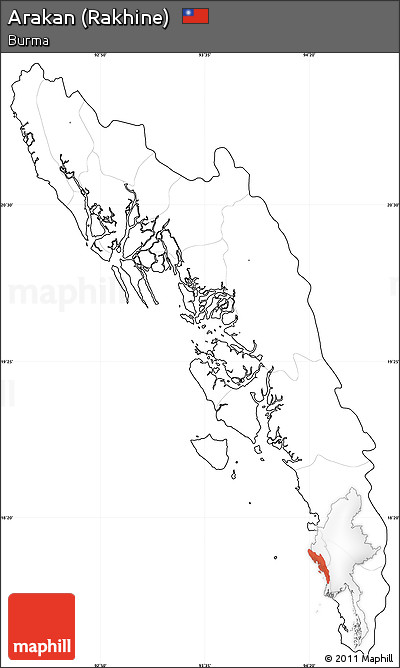Blank Simple Map of Arakan (Rakhine), cropped outside, no labels