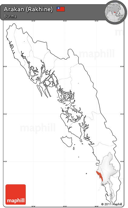Blank Simple Map of Arakan (Rakhine), cropped outside, no labels