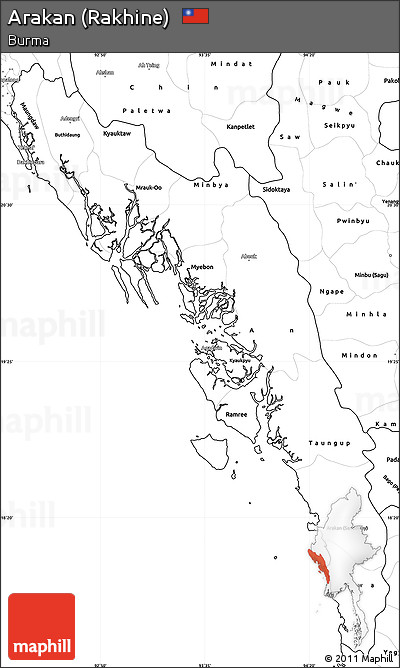Blank Simple Map of Arakan (Rakhine)