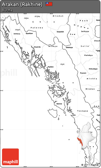 Blank Simple Map of Arakan (Rakhine)