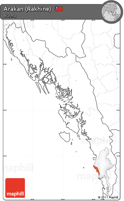 Blank Simple Map of Arakan (Rakhine), no labels