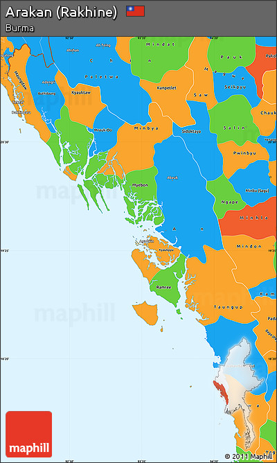 Political Simple Map of Arakan (Rakhine)