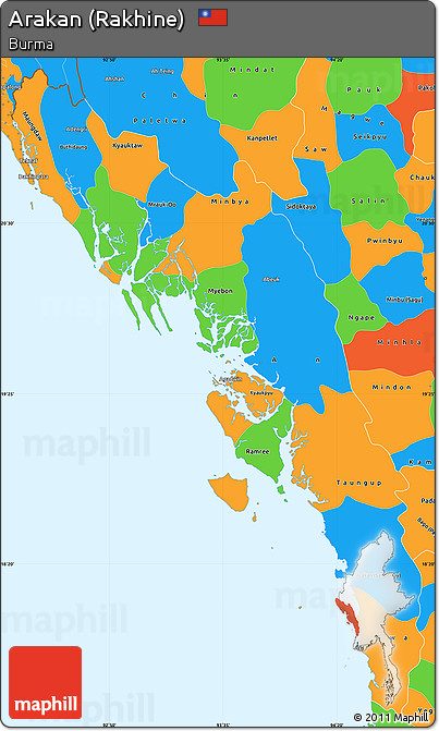 Political Simple Map of Arakan (Rakhine)