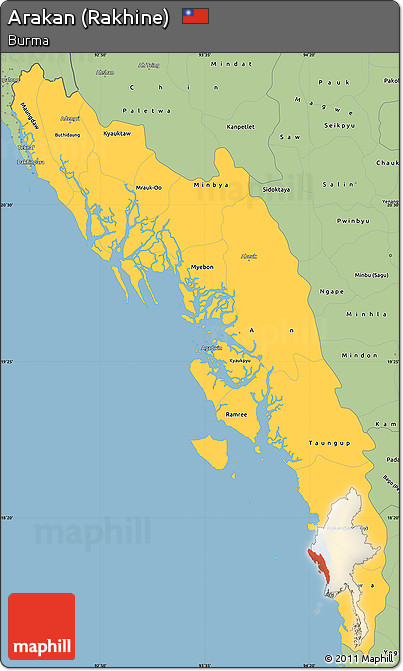 Savanna Style Simple Map of Arakan (Rakhine)