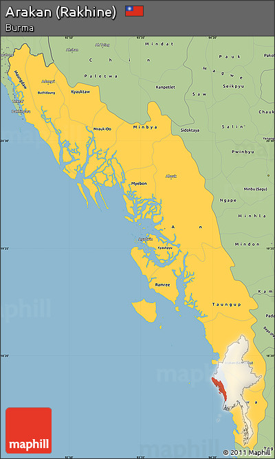 Savanna Style Simple Map of Arakan (Rakhine)