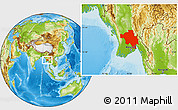 Physical Location Map of Bago (Pegu)