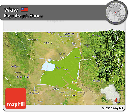 Physical 3D Map of Waw, satellite outside