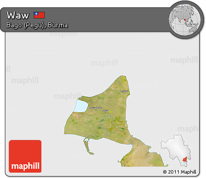 Satellite 3D Map of Waw, single color outside