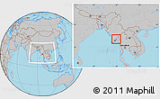 Gray Location Map of Waw, within the entire country
