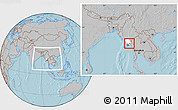Gray Location Map of Waw, highlighted parent region, within the entire country, hill shading