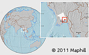 Gray Location Map of Waw, highlighted parent region, hill shading