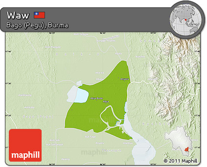 Physical Map of Waw, lighten
