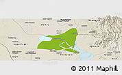 Physical Panoramic Map of Waw, shaded relief outside