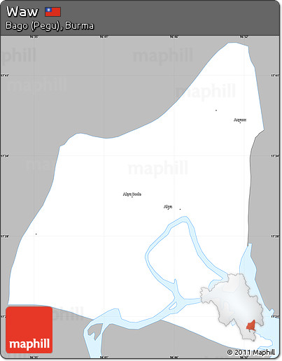 Gray Simple Map of Waw, single color outside