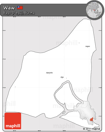 Silver Style Simple Map of Waw, cropped outside
