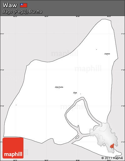 Silver Style Simple Map of Waw, cropped outside