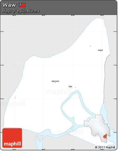 Silver Style Simple Map of Waw, single color outside