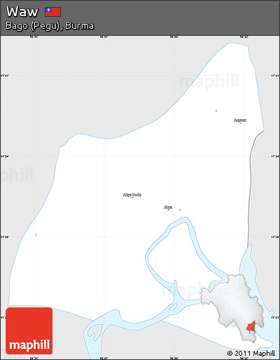 Silver Style Simple Map of Waw, single color outside