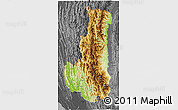Physical 3D Map of Chin, darken, desaturated