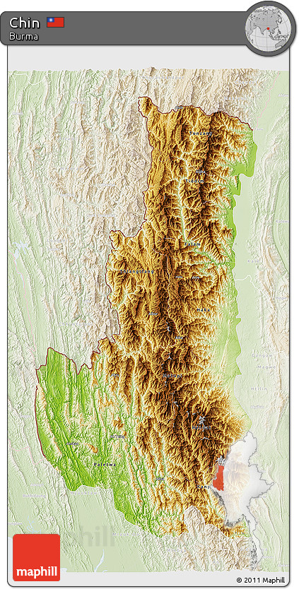 Physical 3D Map of Chin, lighten