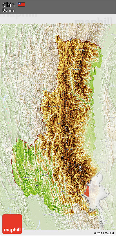 Physical 3D Map of Chin, lighten
