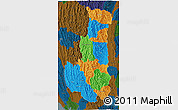 Political 3D Map of Chin, darken