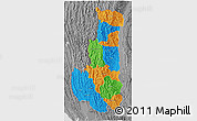 Political 3D Map of Chin, desaturated