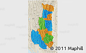 Political 3D Map of Chin, shaded relief outside