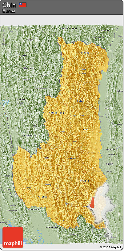 Savanna Style 3D Map of Chin