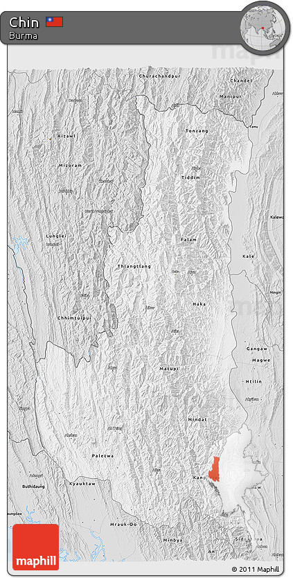 Silver Style 3D Map of Chin