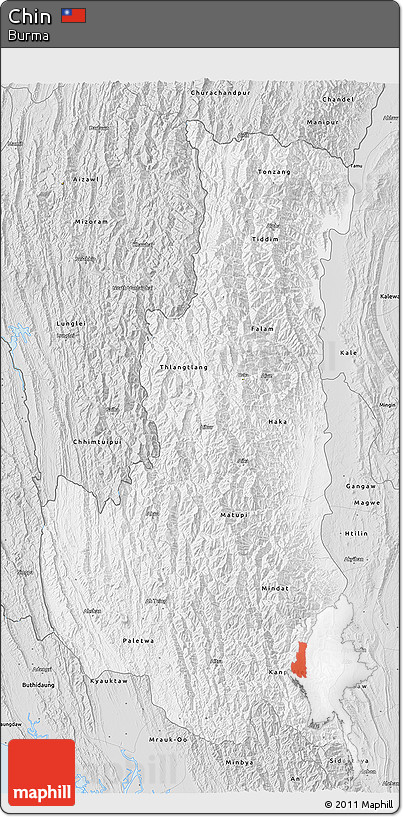 Silver Style 3D Map of Chin