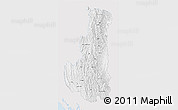 Silver Style 3D Map of Chin, single color outside