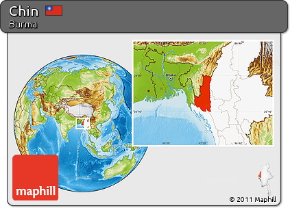 Physical Location Map of Chin, highlighted country