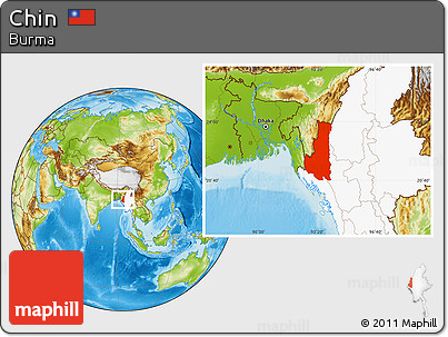 Physical Location Map of Chin, highlighted country
