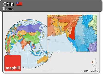 Political Location Map of Chin