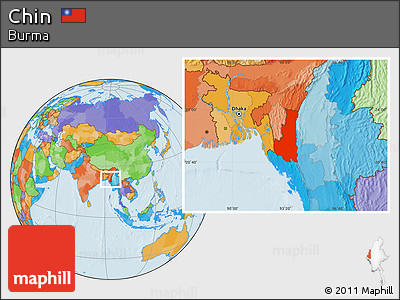 Political Location Map of Chin