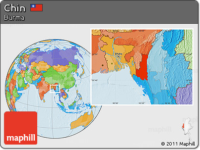 Political Location Map of Chin