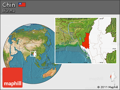 Satellite Location Map of Chin, highlighted country