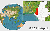 Satellite Location Map of Chin, highlighted country