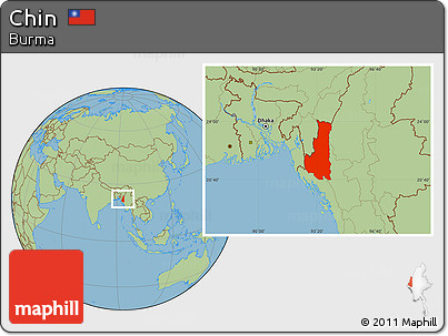 Savanna Style Location Map of Chin