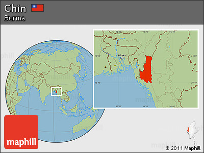 Savanna Style Location Map of Chin