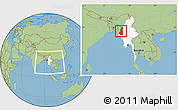 Savanna Style Location Map of Chin, highlighted country, within the entire country