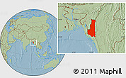 Savanna Style Location Map of Chin, hill shading