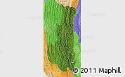 Satellite Map of Chin, political shades outside