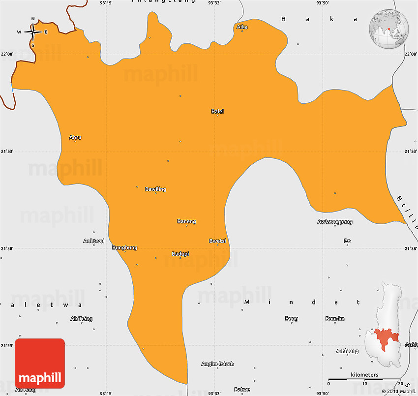 Political Simple Map of Matupi, single color outside, borders and labels